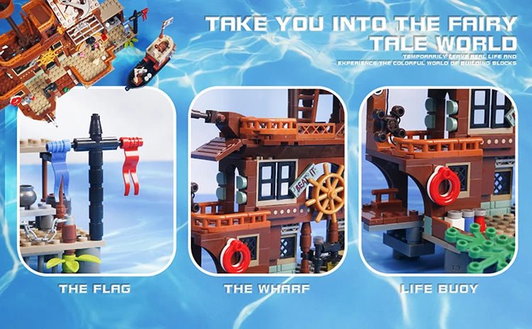 Creative Pirate Island House & Ship Building Blocks Set for Children - silverfoxgoods
